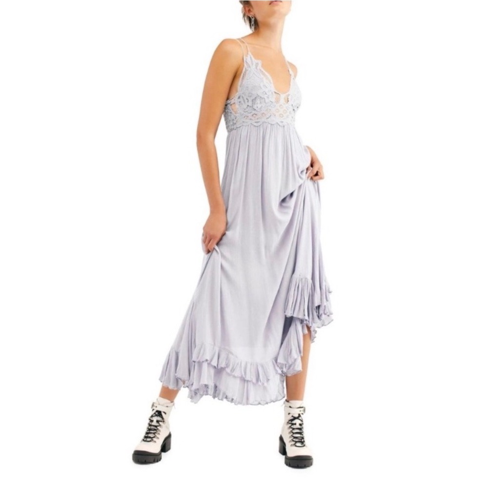 Free People Adella Maxi Slip Dress in Stardust Size Medium Bohemian Romantic